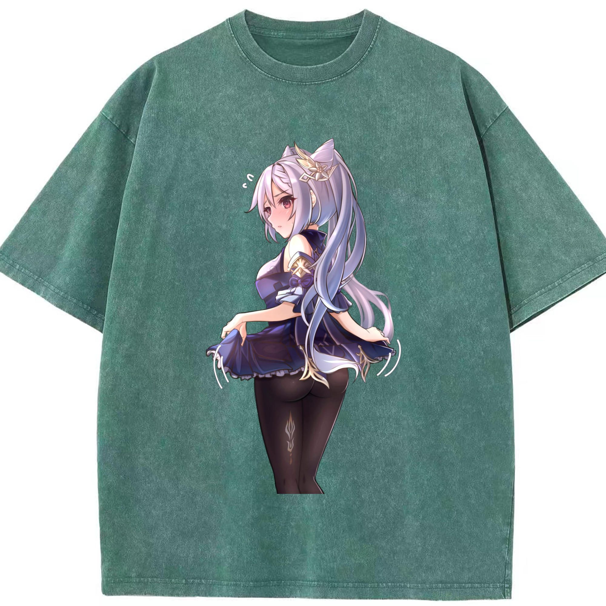 げんし神 刻晴 こくせい genshin Kokusei 綿100% ヴィンテージ風 半袖Tシャツ（フロントプリント）